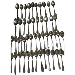 LOT OF 50 Pieces Assorted Soup & Tea Spoons Stainless Steel Flatware